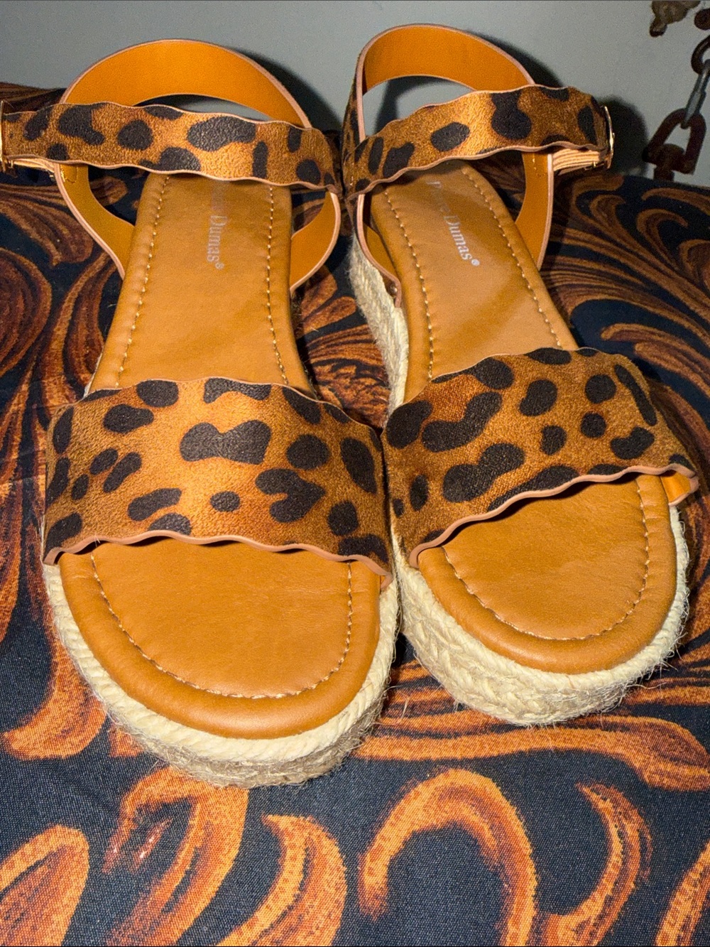 NWT Women’s Pierre Dumas Leopard Print Espadrille Sandals in Brown and Black 7M